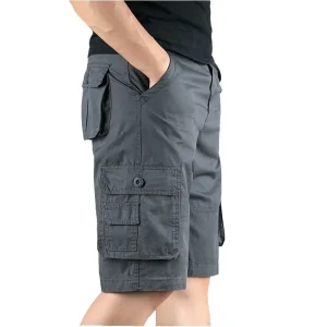 Men’s Cotton Canvas Tactical Short Pants Hiking Hunting Multi Pockets Safari Cargo Pant Trousers
