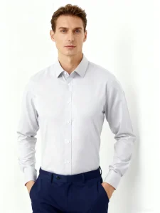 Men’s Cotton Casual Long Sleeve Men’s Shirts Formal Single Breasted Slim Career Workwear Simple Tops Men’s Dress Shirt OEM