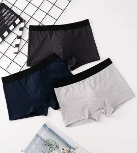 Men’s Cotton Spandex Blend Solid Color Boxer Briefs Plus Size Breathable Comfortable Mid Rise Knitted Adult Underwear