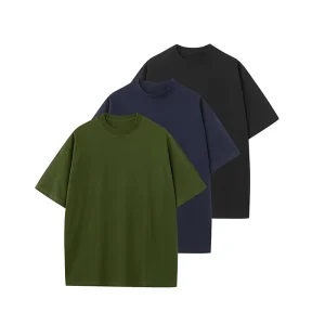 Men’s Cotton T-Shirts Oversized Unisex Short Sleeve Crew Neck Loose Basic Tops Solid Athletic Tee