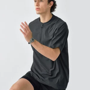 Men’s Cotton T shirt 1/4 Zip Crew Neck Cotton Polyester Sorona Quick Dry Sportswear Light Weight Custom Oversized T shirt