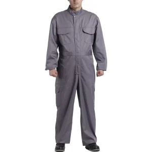 Men’s Cotton Work Coveralls Breathable Adjustable Waistband Reflective for Workshop Safety