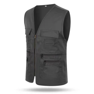 Men’s Cotton Workwear Vest Outdoor Travel Sports Multi-Pockets Work Fishing Photographer Vest