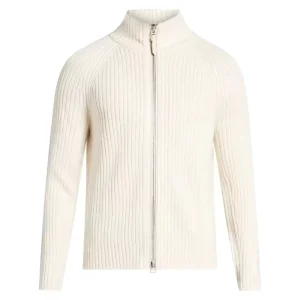 Men’s Cotton Zipper Up Cardigan Rib Knit Cashmere Wool Fur Jacket Knitwear Winter Zip Cardigan Sweater