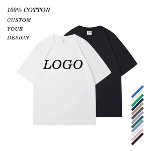 Men’s Cotton t Shirts Custom logo Oversized Short Sleeve Drop Shoulder Round Neck Soft Sport Fashion Plain Tshirts for Printing