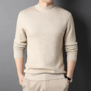 Men’s Crew Neck Solid Knitted Sweater Winter Warm Long Sleeve Pullover