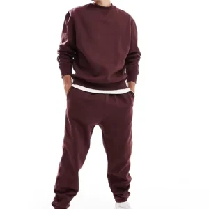 Men’s Crew Neck Sweatshirt Set Running Athleisure Tracksuit for Men