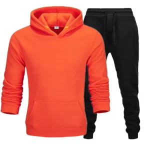 Men’s Custom 2 Piece Training Jogging Hoodie Set Slim Fit Polyester Tracksuit with Embroidery Eco Friendly