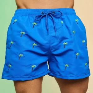 Men’s Custom Embroidered Logo Summer Quick Dry High Waist Casual Style Board Shorts Swim Trunks Breathable Swim Shorts