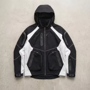 Men’s Custom Functional Techwear Hooded Jacket Multi Zipper Pockets Color Windproof Water Resistant Outdoor Streetwear Coat