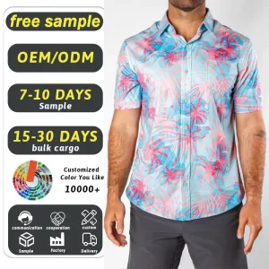 Men’s Custom Hawaiian Shirt, Short Sleeve, Quick-Dry, Beach Button Shirt
