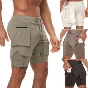 Men’s Custom Logo 2 in 1 Winter Activewear Shorts Summer Training Jogging Gym Workout with Running Pocket Active Bottoms