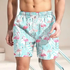 Men’s Custom Quick-Dry Fitness Swimwear Waterproof Printed Plants Beach Surfing Shorts Plus Size