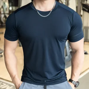 Men’s Custom Slim Fit Athletic Compression Shirt Quick Dry Running Fitness T Shirt for Workout Gym Sport Solid Pattern Design