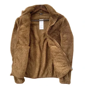 Men’s Custom Teddy Bear Patterned Fleece Jackets Oversized Winter Coats with Stand Collar OEM Dyed Processing