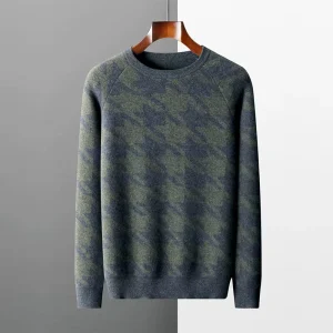 Men’s Custom Wool Crew Neck Pullover Thick Knitted Wool Sweater Warm Inner Layer For Winter