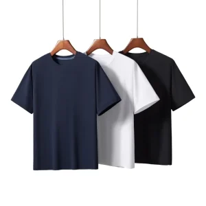 Men’s Customizable 100% Cotton Knitted Sports and Casual Blank T shirt Short Sleeve O Neck Anti Pilling & Quick Dry