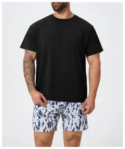 Men’s Customizable Casual Summer Lightweight Loose Fitness Top Stretchy Solid Color Sports T-Shirt