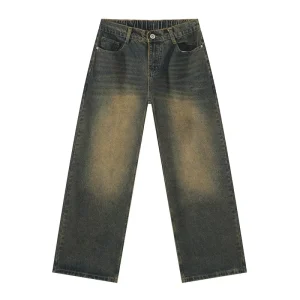 Mens Dark Denim Solid Women’s Men’s Cotton Baggy 28-40 Size High Waist Straight Leg Jeans