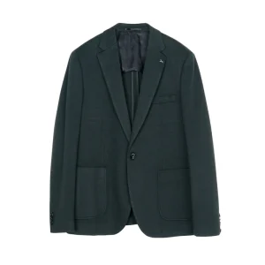 Men’s Dark Green Houndstooth Blazer Tailored Single Breasted Suit Jacket