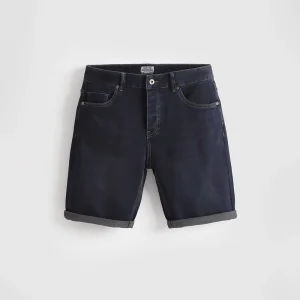 Men’s Dark Wash Jogger Denim Shorts High Elasticity Comfort Fit Cuffed Jeans Summer Athleisure Style Trousers