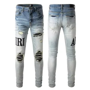 Men’s Denim Jeans for Spring Summer Fashion Design Casual Clothing Ripped Effect Animal Patches Customizable