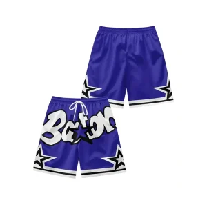 Men’s Digital Printed Canvas Beach Shorts Casual Loose Outdoor Sports Summer Blue