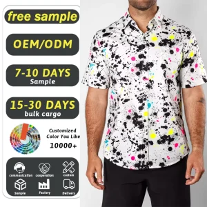 Men’s Digital Printing Shirts Fashion Street Short Sleeved Men’s Shirts