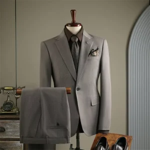 Men’s Double Breasted Blazer Vest Pant 3 Piece Formal Business Suit Notch Lapel Slim Fit Tuxedos Wedding Woven TR