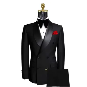 Men’s Double Breasted Slim Business Suit Flat Front Breathable Blazer Ensemble Zipper Fly XL for Groomsmen