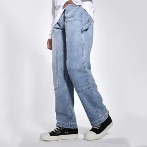 Men’s Double Knee Carpenter Pants Winter Stretch Baggy Jeans Casual Style for Work