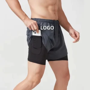 Men’s Double Layer Quick Drying Marathon Running Shorts Three Quarter Track Field Fitness Sportswear Plus Size Thick