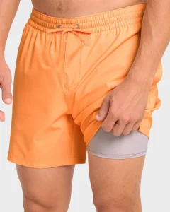 Men’s Drawstring Casual Swimming Surfing 2 in 1 Volleyball No-Chafing Shorts with Mesh Lining Breathable Surfing Swimwear