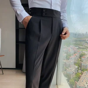 Men’s Dress Pants Spring Summer Straight Leg High waisted Casual Suit Pants Men’s Pants