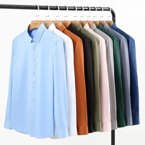 Men’s Dress Shirts Single Breasted Mens Formal Business Shirts Men’s Long Sleeve Shirt Button Down Lightweight