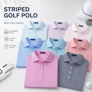 Men’s Dry Fit Knitted 92% Polyester 8% Spandex Golf Polo Striped T Shirts High Quality Summer Moisture Wicking Letter Pattern