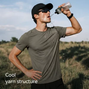 Men’s Dry Short Sleeve Crew Neck T-Shirt Gym Running Training Sportswear With Mint Factor For A Cool Feeling Quick Dry