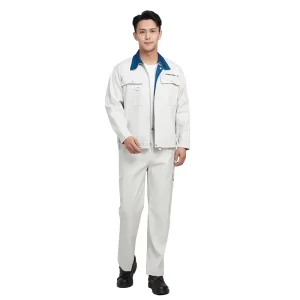 Men’s Durable Breathable Cotton Long Sleeve Workwear Suit for Car Factory Gas Station Shipyard Labor