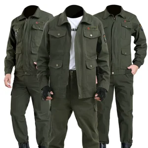 Men’s Durable Workwear Set with Pure Cotton Fabric and Multi Pocket Design for Construction Maintenance Outdoor Labor