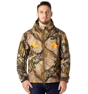 Men’s Electric Heated Fleece Jacket Waterproof Windproof Winter Soft Fabric Hooded Collar Outdoor Hunting Fishing