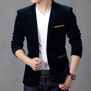 Men’s Fashion Brand Blazer Casual Suit Jacket Solid Male Mens Blazers
