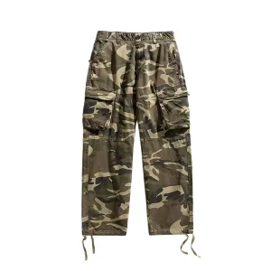 Men’s Fashion Camouflage Cargo Pants Simple Multi-pocket Straight Leg Trousers