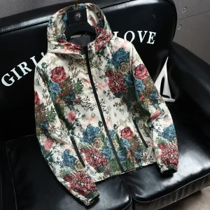 Men’s Fashion Clothes Casual Jacket Hooded Coat Autumn Streetwear Printing Jacket for Men
