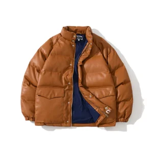 Men’s Fashion Jackets PU Nylon Leather Custom Plus Size Men’s Puffer Jackets Men’s Down Clothing