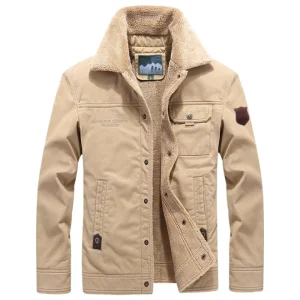Men’s Fashion Outer Garment Casual Winter Warm Coat with Lamb Plush Jacket Big Size Cotton Coat
