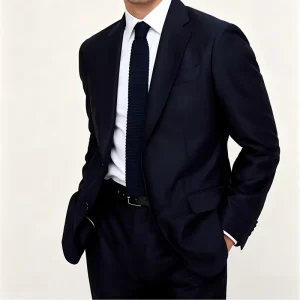 Men’s Fashion Single-Breasted Woolen Blazers Breathable Waterproof Business Suit with Zipper Fly Anti-Static Tailored Design
