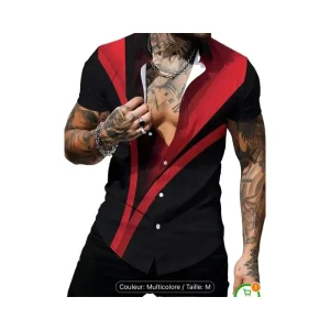 Men’s Fashion Spring Summer Casual Shirt Printed Short Sleeve Tops Breathable Street Clothing