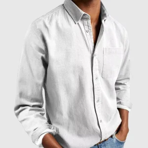 Men’s Fashionable Casual Shirt for Spring Summer 100% Cotton Long Sleeve Loose Fit Printed ODM XL with Lapel