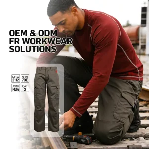 Men’s Fire Resistant Work Pants Cotton FR Industrial Safety Electrician Workwear Pants Fireproof Work Trousers for Men