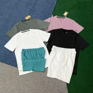 Men’s Fitness Set Lightweight Athletic T Shirt and Sports Shorts Activewear for Training